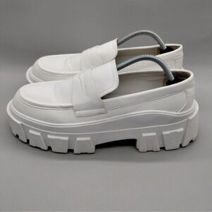 ASOS Design Chunky Loafers Mens Size 11 White Shoes Platform Leather Penny